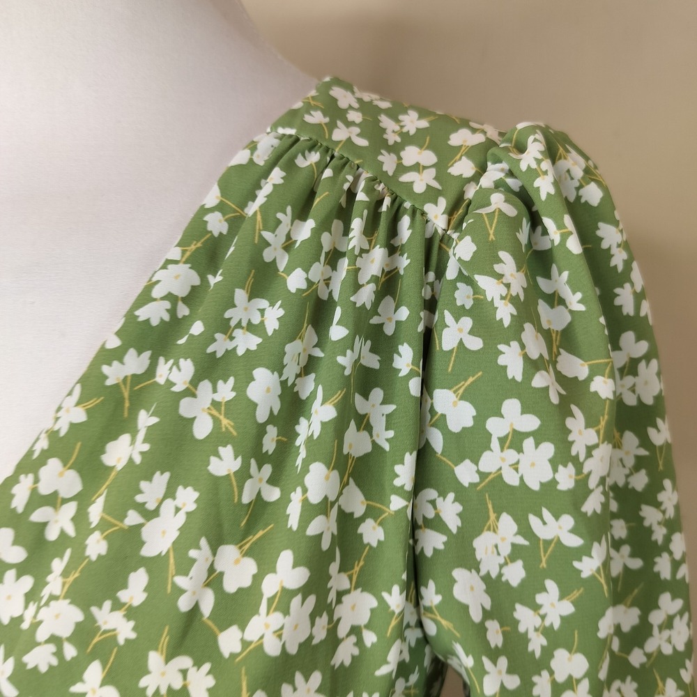 Commense Floral Faux Wrap Top V Neck Dainty - Picture 5 of 8
